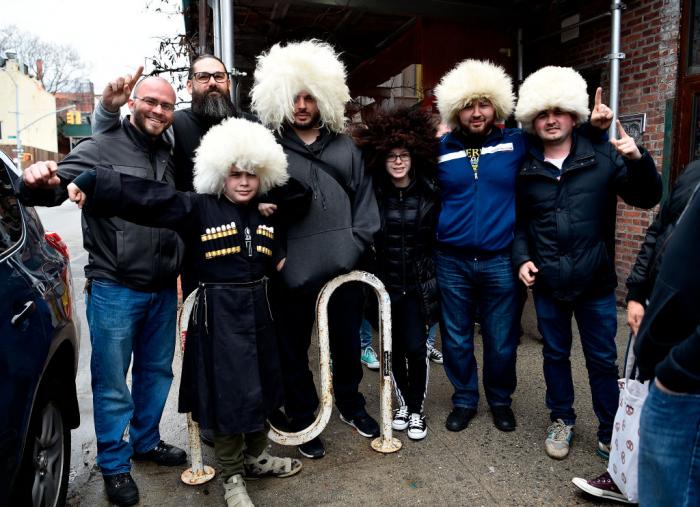 BROOKLYN, NY - APRIL 04:  Fans pose prior to entering the UFC 223 Press Conference at the Music Hall of Williamsburg on April 4, 2018 in Brooklyn, New York. (Photo by Jeff Bottari/Zuffa LLC/Zuffa LLC via Getty Images)