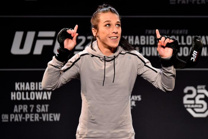 BROOKLYN, NY - APRIL 04: Joanna Jedrzejczyk of Poland holds an open training session for fans and media during the UFC 223 Open Workouts at the Music Hall of Williamsburg on April 4, 2018 in Brooklyn, New York. (Photo by Jeff Bottari/Zuffa LLC/Zuffa LLC