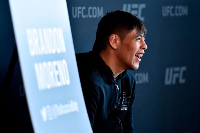 BROOKLYN, NY - APRIL 05:  Brandon Moreno of Mexico during the UFC 223 Ultimate Media Day inside Barclays Center on April 5, 2018 in Brooklyn, New York. (Photo by Jeff Bottari/Zuffa LLC)