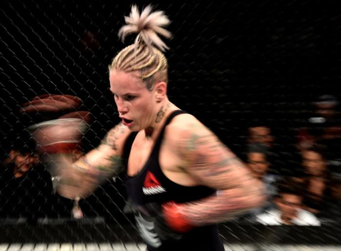 BROOKLYN, NEW YORK - APRIL 07: Bec Rawlings of Australia battles Ashlee Evans-Smith (not pictured) in their women's flyweight bout during the UFC 223 event inside Barclays Center on April 7, 2018 in Brooklyn, New York. (Photo by Jeff Bottari/Zuffa LLC)