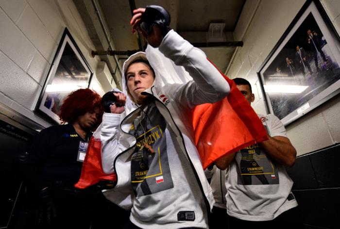 BROOKLYN, NEW YORK - APRIL 07: Joanna Jedrzejczyk of Poland prepares to fight Rose Namajunas in their women's strawweight title bout during the UFC 223 event inside Barclays Center on April 7, 2018 in Brooklyn, New York. (Photo by Brandon Magnus/Zuffa LL