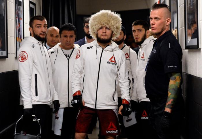 BROOKLYN, NEW YORK - APRIL 07: Khabib Nurmagomedov of Russia prepares to fight Al Iaquinta during the UFC 223 event inside Barclays Center on April 7, 2018 in Brooklyn, New York. (Photo by Mike Roach/Zuffa LLC/Zuffa LLC via Getty Images)