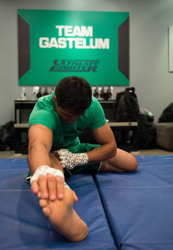 LAS VEGAS, NV - MARCH 27: Erick Montano warms up before facing Marco Olano during the filming of The Ultimate Fighter Latin America: Team Gastelum vs Team Escudero on March 27, 2015 in Las Vegas, Nevada. (Photo by Brandon Magnus/Zuffa LLC/Zuffa LLC via
