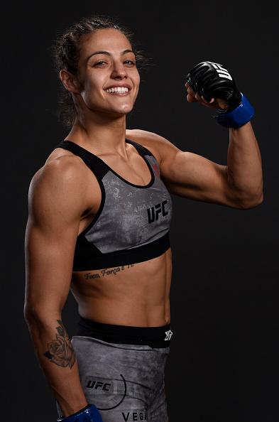 LAS VEGAS, NV - OCTOBER 07: Poliana Botelho of Brazil poses for a portrait backstage after her victory over Pearl Gonzalez during the UFC 216 event inside TMobile Arena on October 7, 2017 in Las Vegas, Nevada. (Photo by Mike Roach/Zuffa LLC/Zuffa LLC via