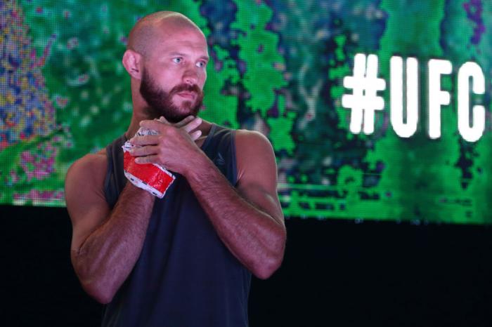 SINGAPORE - JUNE 20:  Donald Cerrone of the United States participates in the UFC Fight Night Open Workout at OCBC Square on June 20, 2018 in Singapore.  (Photo by Suhaimi Abdullah - Zuffa LLC/Zuffa LLC)