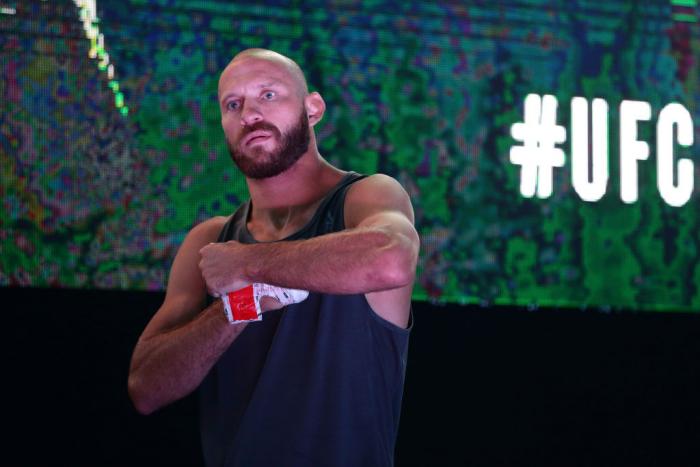 SINGAPORE - JUNE 20: Donald Cerrone of United States participates in the UFC Fight Night Open Workout at OCBC Square on June 20, 2018 in Singapore. (Photo by Suhaimi Abdullah - Zuffa LLC/Zuffa LLC)