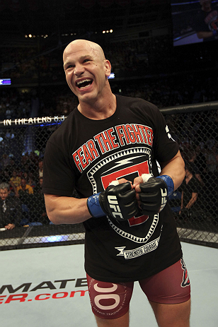 CALGARY, CANADA - JULY 21:  Ryan Jimmo celebrates after defeating Anthony Perosh by knockout in six seconds during round one of their light heavyweight bout at UFC 149 inside the Scotiabank Saddledome on July 21, 2012 in Calgary, Alberta, Canada.  (Photo 