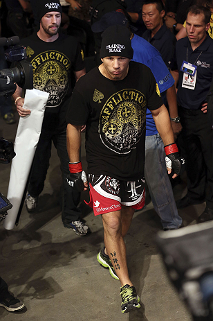 CALGARY, CANADA - JULY 21:  Chris Clements approaches the Octagon prior to facing Matthew Riddle during their welterweight bout at UFC 149 inside the Scotiabank Saddledome on July 21, 2012 in Calgary, Alberta, Canada.  (Photo by Nick Laham/Zuffa LLC/Zuffa