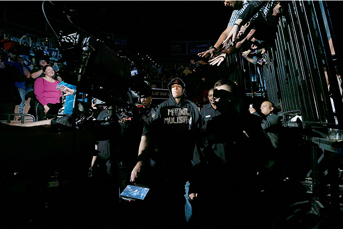 LAS VEGAS, NV - NOVEMBER 30:  Nate Diaz enters the arena before his fight against Gray Maynard in their lightweight fight during The Ultimate Fighter season 18 live finale inside the Mandalay Bay Events Center on November 30, 2013 in Las Vegas, Nevada. (P