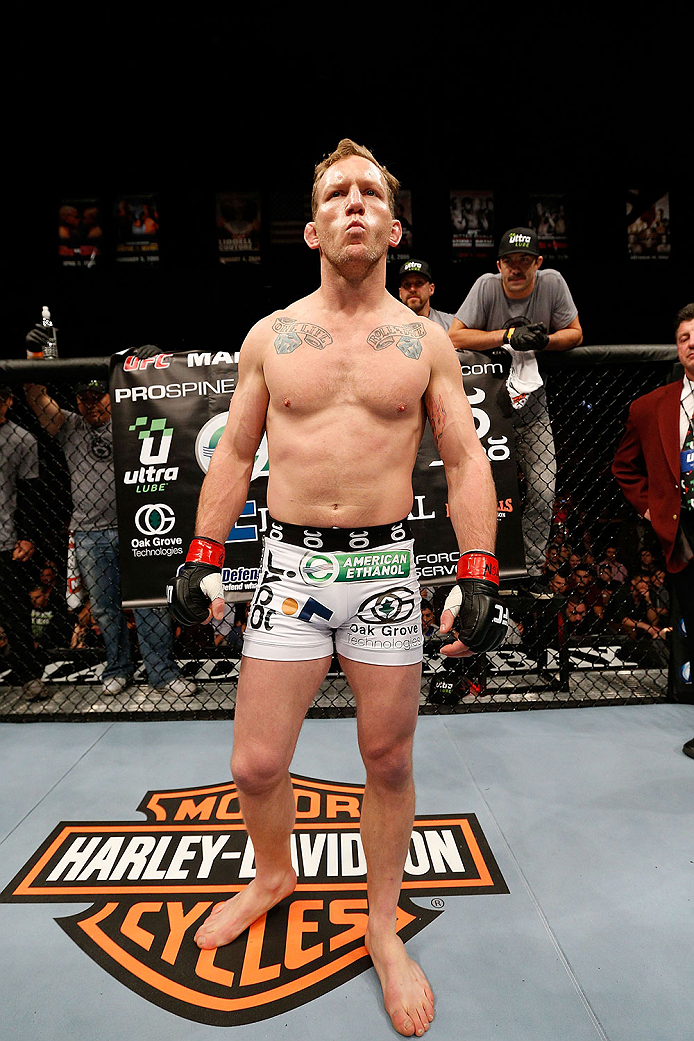 LAS VEGAS, NV - NOVEMBER 30: Gray Maynard stands in his corner before his fight against Nate Diaz in their lightweight fight during The Ultimate Fighter season 18 live finale inside the Mandalay Bay Events Center on November 30, 2013 in Las Vegas, Nevada