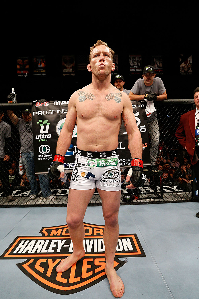 LAS VEGAS, NV - NOVEMBER 30:  Gray Maynard stands in his corner before his fight against Nate Diaz in their lightweight fight during The Ultimate Fighter season 18 live finale inside the Mandalay Bay Events Center on November 30, 2013 in Las Vegas, Nevada