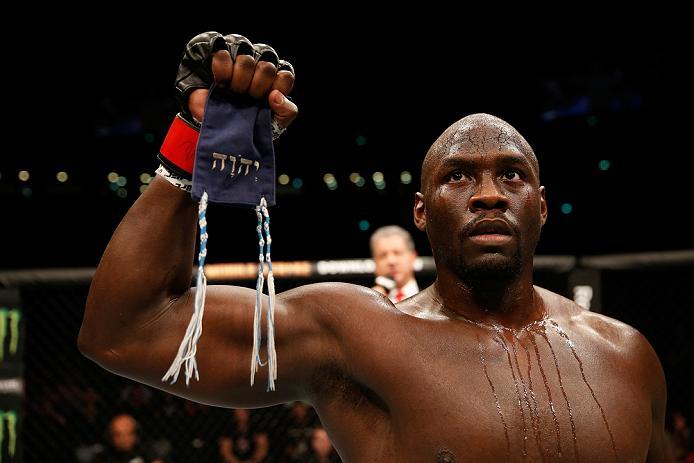 ZAGREB, CROATIA - APRIL 10:   Jared Cannonier celebrates his knock out victory over Cyril Asker in the first round in their heavyweight bout during the UFC Fight Night event at the Arena Zagreb on April 10, 2016 in Zagreb, Croatia. (Photo by Srdjan Stevan