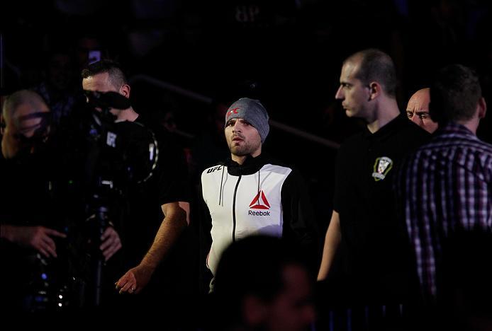 ZAGREB, CROATIA - APRIL 10:   Damian Stasiakin prepares to enter the octagon before facing Filip Pejic in their bantamweight bout during the UFC Fight Night event at the Arena Zagreb on April 10, 2016 in Zagreb, Croatia. (Photo by Srdjan Stevanovic/Zuffa 