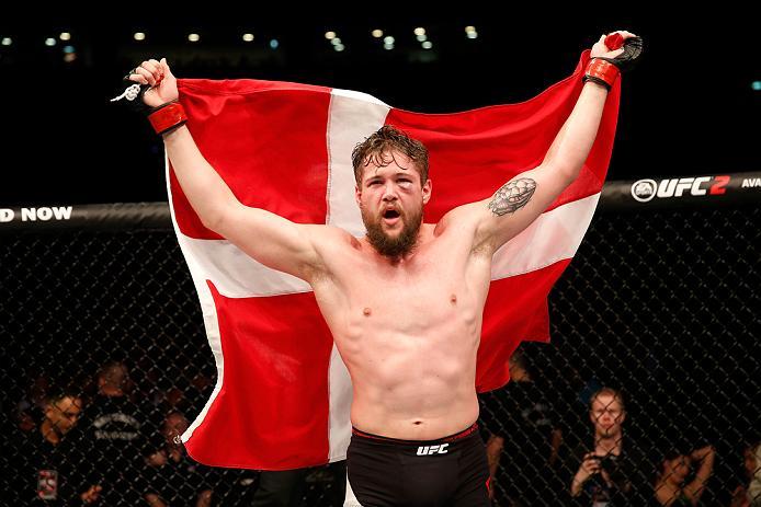 ZAGREB, CROATIA - APRIL 10:   Nicolas Dalby raises his hands after facing Zak Cummings in their welterweight bout during the UFC Fight Night event at the Arena Zagreb on April 10, 2016 in Zagreb, Croatia. (Photo by Srdjan Stevanovic/Zuffa LLC/Zuffa LLC vi