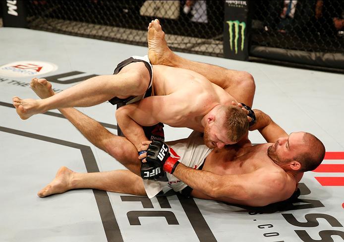 ZAGREB, CROATIA - APRIL 10:   (L-R) Jan Blachowicz takes down Igor Pokrajac in their light heavyweight bout during the UFC Fight Night event at the Arena Zagreb on April 10, 2016 in Zagreb, Croatia. (Photo by Srdjan Stevanovic/Zuffa LLC/Zuffa LLC via Gett