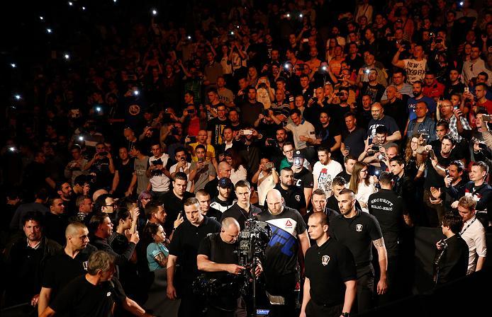 ZAGREB, CROATIA - APRIL 10:   Ben Rothwell prepares to enter the Octagon before facing Junior Dos Santos in their heavyweight bout during the UFC Fight Night event at the Arena Zagreb on April 10, 2016 in Zagreb, Croatia. (Photo by Srdjan Stevanovic/Zuffa