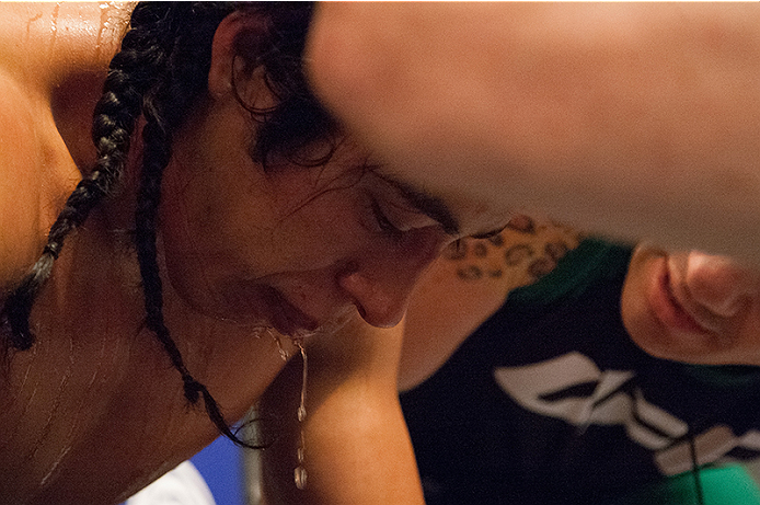 LAS VEGAS, NV - MARCH 27: Danny Salas sits in his corner after facing Horacio Gutierrez during the filming of The Ultimate Fighter Latin America: Team Gastelum vs Team Escudero on March 27, 2015 in Las Vegas, Nevada. (Photo by Brandon Magnus/Zuffa LLC/Z