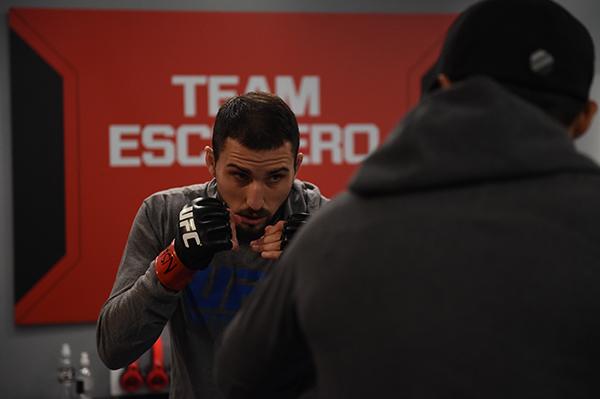 LAS VEGAS, NV - APRIL 21: Enrique Marin warms up before facing Hector Aldana in the semi-finals during the filming of The Ultimate Fighter Latin America: Team Gastelum vs Team Escudero on April 21, 2015 in Las Vegas, Nevada. (Photo by Brandon Magnus/Zuf