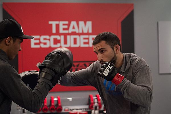 LAS VEGAS, NV - APRIL 21: Enrique Marin warms up before facing Hector Aldana in the semi-finals during the filming of The Ultimate Fighter Latin America: Team Gastelum vs Team Escudero on April 21, 2015 in Las Vegas, Nevada. (Photo by Brandon Magnus/Zuf