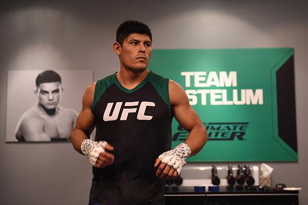 LAS VEGAS, NV - APRIL 21: Hector Aldana warms up before facing Enrique Marin in the semi-finals during the filming of The Ultimate Fighter Latin America: Team Gastelum vs Team Escudero on April 21, 2015 in Las Vegas, Nevada. (Photo by Brandon Magnus/Zuf
