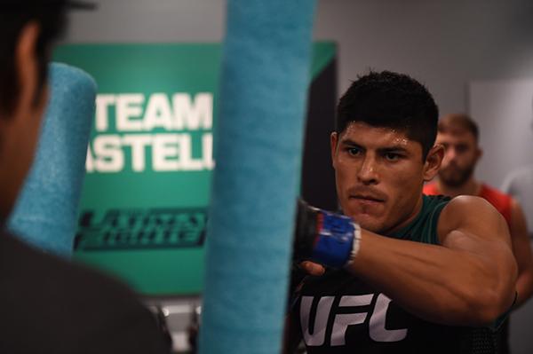 LAS VEGAS, NV - APRIL 21: Hector Aldana warms up before facing Enrique Marin in the semi-finals during the filming of The Ultimate Fighter Latin America: Team Gastelum vs Team Escudero on April 21, 2015 in Las Vegas, Nevada. (Photo by Brandon Magnus/Zuf