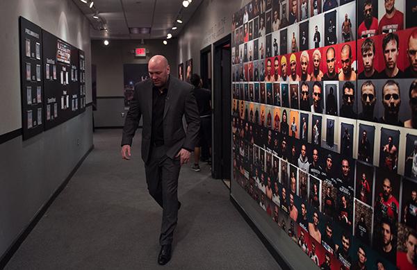 LAS VEGAS, NV - APRIL 21: UFC President Dana White heads into the gym to watch Hector Aldana face Enrique Marin in the semi-finals during the filming of The Ultimate Fighter Latin America: Team Gastelum vs Team Escudero on April 21, 2015 in Las Vegas, N