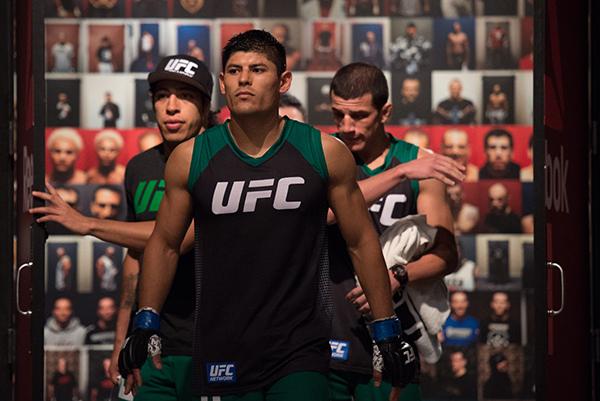 LAS VEGAS, NV - APRIL 21: Hector Aldana prepares to enter the Octagon before facing Enrique Marin in the semi-finals during the filming of The Ultimate Fighter Latin America: Team Gastelum vs Team Escudero on April 21, 2015 in Las Vegas, Nevada. (Photo