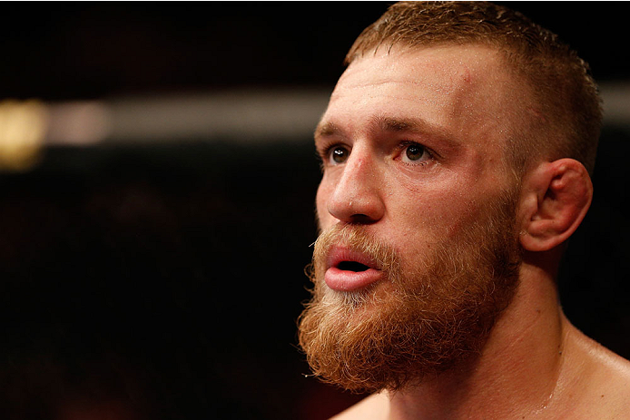 BOSTON, MA - AUGUST 17:  Conor McGregor reacts after his victory over Max Holloway in their UFC featherweight bout at TD Garden on August 17, 2013 in Boston, Massachusetts. (Photo by Josh Hedges/Zuffa LLC/Zuffa LLC via Getty Images)