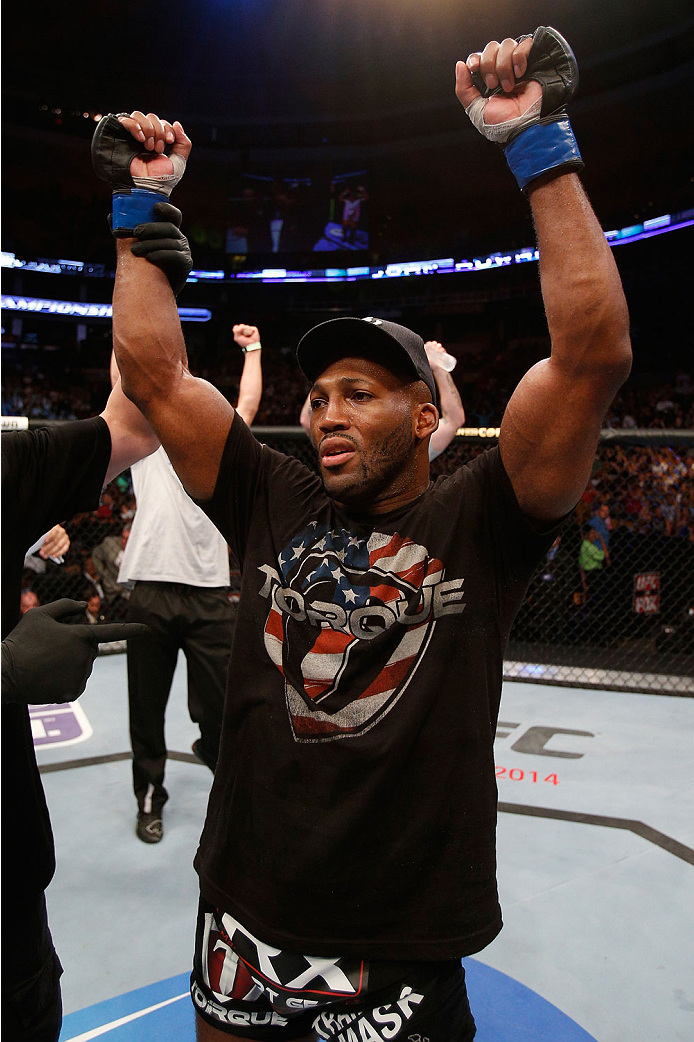 BOSTON, MA - AUGUST 17: John Howard reacts after his victory over Uriah Hall in their UFC middleweight bout at TD Garden on August 17, 2013 in Boston, Massachusetts. (Photo by Josh Hedges/Zuffa LLC/Zuffa LLC via Getty Images)