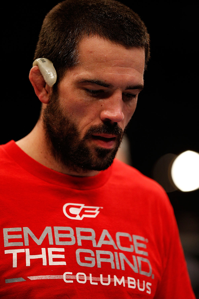 BOSTON, MA - AUGUST 17: Matt Brown reacts after his knockout victory over Mike Pyle in their UFC welterweight bout at TD Garden on August 17, 2013 in Boston, Massachusetts. (Photo by Josh Hedges/Zuffa LLC/Zuffa LLC via Getty Images)
