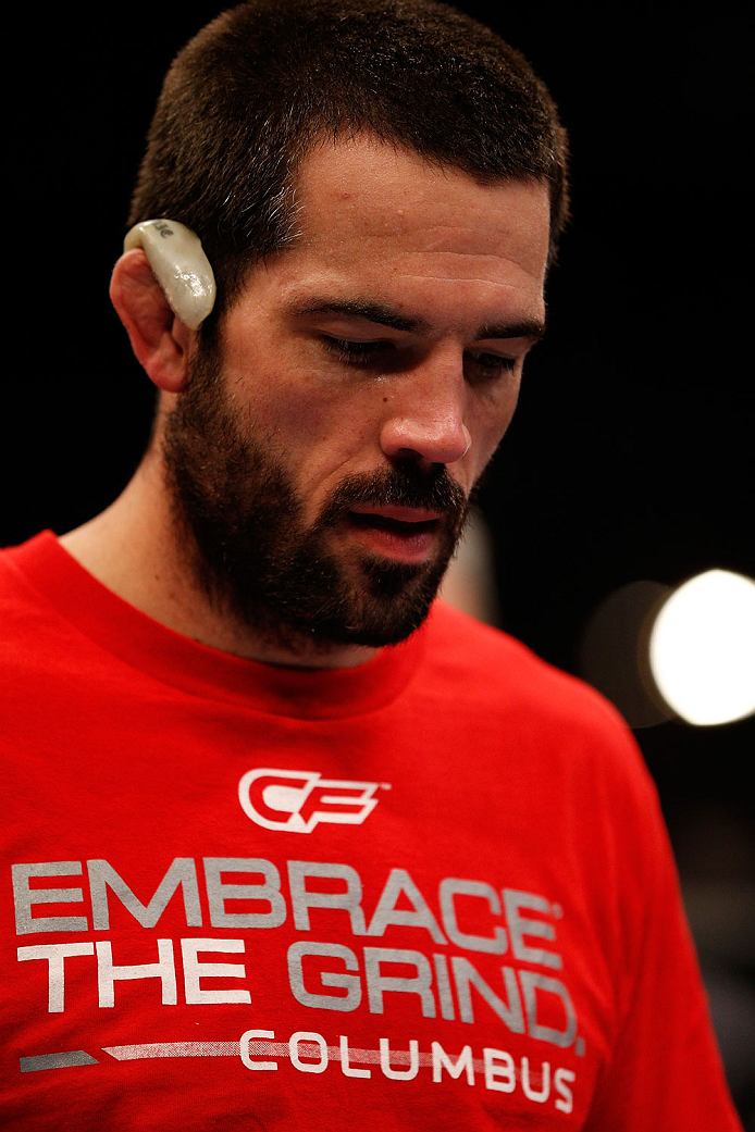 BOSTON, MA - AUGUST 17:  Matt Brown reacts after his knockout victory over Mike Pyle in their UFC welterweight bout at TD Garden on August 17, 2013 in Boston, Massachusetts. (Photo by Josh Hedges/Zuffa LLC/Zuffa LLC via Getty Images)