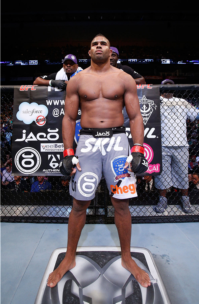 BOSTON, MA - AUGUST 17:  Alistair Overeem stands in the Octagon before his UFC heavyweight bout against Travis Browne at TD Garden on August 17, 2013 in Boston, Massachusetts. (Photo by Josh Hedges/Zuffa LLC/Zuffa LLC via Getty Images)