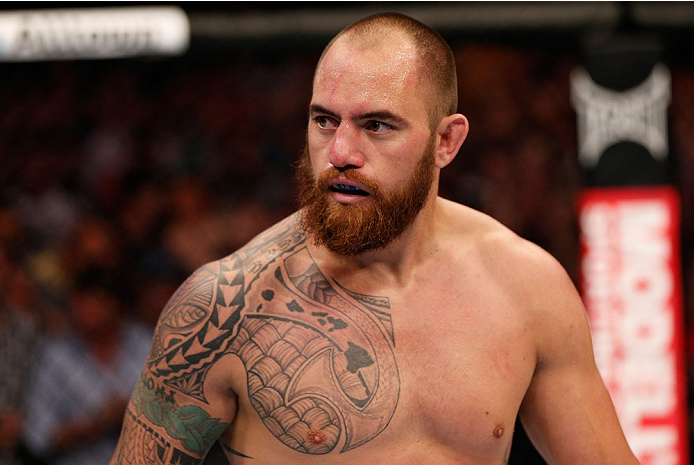 BOSTON, MA - AUGUST 17:  Travis Browne reacts after knocking out Alistair Overeem in their UFC heavyweight bout at TD Garden on August 17, 2013 in Boston, Massachusetts. (Photo by Josh Hedges/Zuffa LLC/Zuffa LLC via Getty Images)