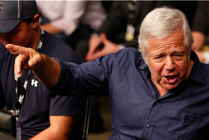 BOSTON, MA - AUGUST 17:  (L-R) New England Patriots owner Robert Kraft attends the UFC on FOX Sports 1 event at TD Garden on August 17, 2013 in Boston, Massachusetts. (Photo by Josh Hedges/Zuffa LLC/Zuffa LLC via Getty Images)