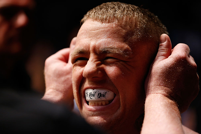 GOLD COAST, AUSTRALIA - DECEMBER 15:  Ross Pearson prepares to enter the Octagon before his lightweight fight against George Sotiropoulos at the UFC on FX event on December 15, 2012  at Gold Coast Convention and Exhibition Centre in Gold Coast, Australia.