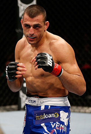 GOLD COAST, AUSTRALIA - DECEMBER 15:  George Sotiropoulos stands in the Octagon during his lightweight fight against Ross Pearson at the UFC on FX event on December 15, 2012  at Gold Coast Convention and Exhibition Centre in Gold Coast, Australia.  (Photo
