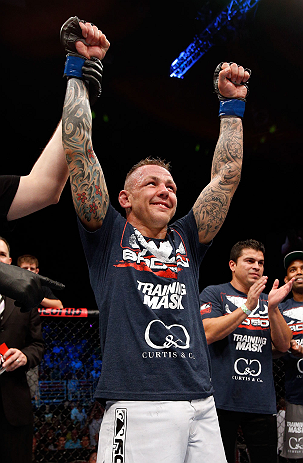 GOLD COAST, AUSTRALIA - DECEMBER 15:  Ross Pearson reacts after his knockout victory over George Sotiropoulos during their lightweight fight at the UFC on FX event on December 15, 2012  at Gold Coast Convention and Exhibition Centre in Gold Coast, Austral