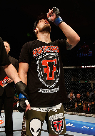 GOLD COAST, AUSTRALIA - DECEMBER 15:  Cody Donovan reacts after defeating Nick Penner during their light heavyweight fight at the UFC on FX event on December 15, 2012  at Gold Coast Convention and Exhibition Centre in Gold Coast, Australia.  (Photo by Jos