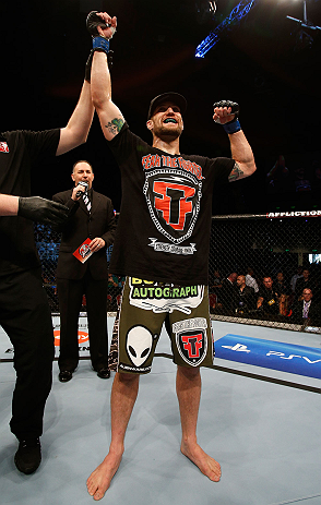 GOLD COAST, AUSTRALIA - DECEMBER 15:  Cody Donovan reacts after defeating Nick Penner during their light heavyweight fight at the UFC on FX event on December 15, 2012  at Gold Coast Convention and Exhibition Centre in Gold Coast, Australia.  (Photo by Jos