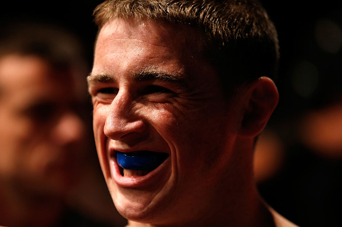 GOLD COAST, AUSTRALIA - DECEMBER 15:  Brendan Loughnane prepares to enter the Octagon before his lightweight fight against Mike Wilkinson at the UFC on FX event on December 15, 2012  at Gold Coast Convention and Exhibition Centre in Gold Coast, Australia.
