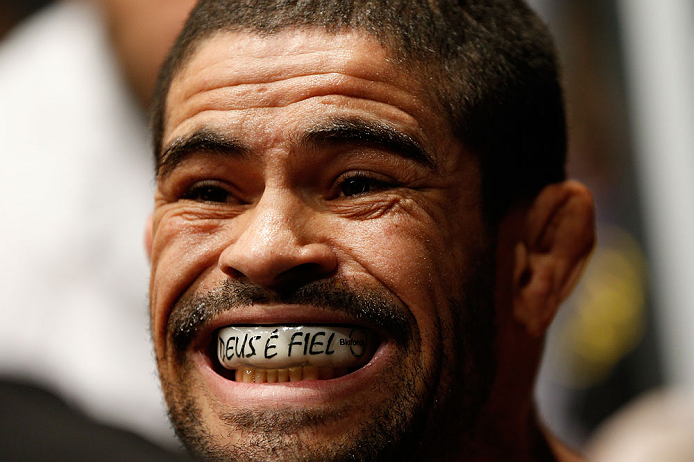 GOLD COAST, AUSTRALIA - DECEMBER 15:  Rousimar Palhares prepares to enter the Octagon before his middleweight fight against Hector Lombard at the UFC on FX event on December 15, 2012  at Gold Coast Convention and Exhibition Centre in Gold Coast, Australia