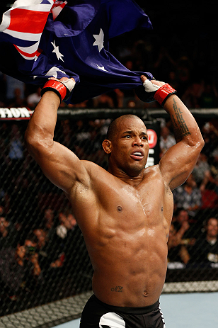 GOLD COAST, AUSTRALIA - DECEMBER 15:  Hector Lombard reacts after knocking out Rousimar Palhares during their middleweight fight at the UFC on FX event on December 15, 2012  at Gold Coast Convention and Exhibition Centre in Gold Coast, Australia.  (Photo 