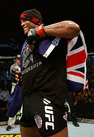 GOLD COAST, AUSTRALIA - DECEMBER 15:  Hector Lombard reacts after knocking out Rousimar Palhares during their middleweight fight at the UFC on FX event on December 15, 2012  at Gold Coast Convention and Exhibition Centre in Gold Coast, Australia.  (Photo 