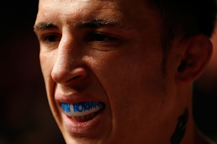 GOLD COAST, AUSTRALIA - DECEMBER 15:  Norman Parke prepares to enter the Octagon before his lightweight fight against Colin Fletcher at the UFC on FX event on December 15, 2012  at Gold Coast Convention and Exhibition Centre in Gold Coast, Australia.  (Ph