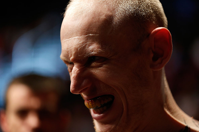 GOLD COAST, AUSTRALIA - DECEMBER 15:  Colin Fletcher prepares to enter the Octagon before his lightweight fight against Norman Parke at the UFC on FX event on December 15, 2012  at Gold Coast Convention and Exhibition Centre in Gold Coast, Australia.  (Ph
