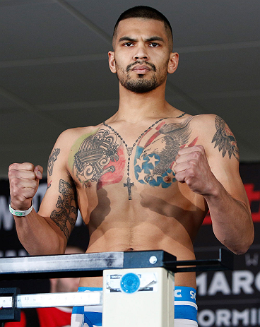 OKLAHOMA CITY, OK - JANUARY 11:  Michael Bravo weighs in during the Strikeforce weigh-in event on January 11, 2013 at Chesapeake Energy Arena in Oklahoma City, Oklahoma. (Photo by Esther Lin/Forza LLC/Forza LLC via Getty Images)