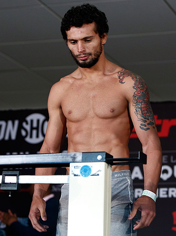 OKLAHOMA CITY, OK - JANUARY 11:  Adriano Martins weighs in during the Strikeforce weigh-in event on January 11, 2013 at Chesapeake Energy Arena in Oklahoma City, Oklahoma. (Photo by Esther Lin/Forza LLC/Forza LLC via Getty Images)