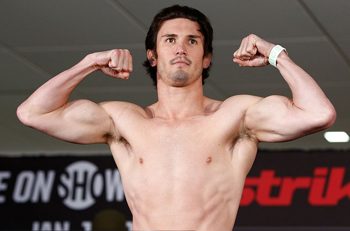 OKLAHOMA CITY, OK - JANUARY 11:  Karl "KJ" Noons weighs in during the Strikeforce weigh-in event on January 11, 2013 at Chesapeake Energy Arena in Oklahoma City, Oklahoma. (Photo by Esther Lin/Forza LLC/Forza LLC via Getty Images)