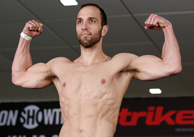 OKLAHOMA CITY, OK - JANUARY 11: Trevor Smith weighs in during the Strikeforce weigh-in event on January 11, 2013 at Chesapeake Energy Arena in Oklahoma City, Oklahoma. (Photo by Esther Lin/Forza LLC/Forza LLC via Getty Images)