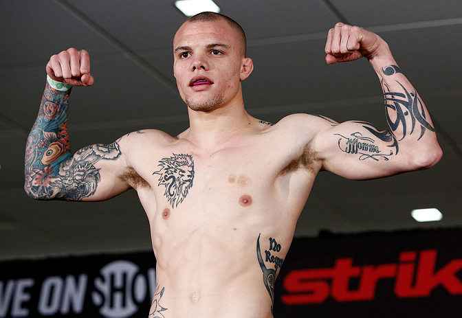 OKLAHOMA CITY, OK - JANUARY 11: Anthony Smith weighs in during the Strikeforce weigh-in event on January 11, 2013 at Chesapeake Energy Arena in Oklahoma City, Oklahoma. (Photo by Esther Lin/Forza LLC/Forza LLC via Getty Images)